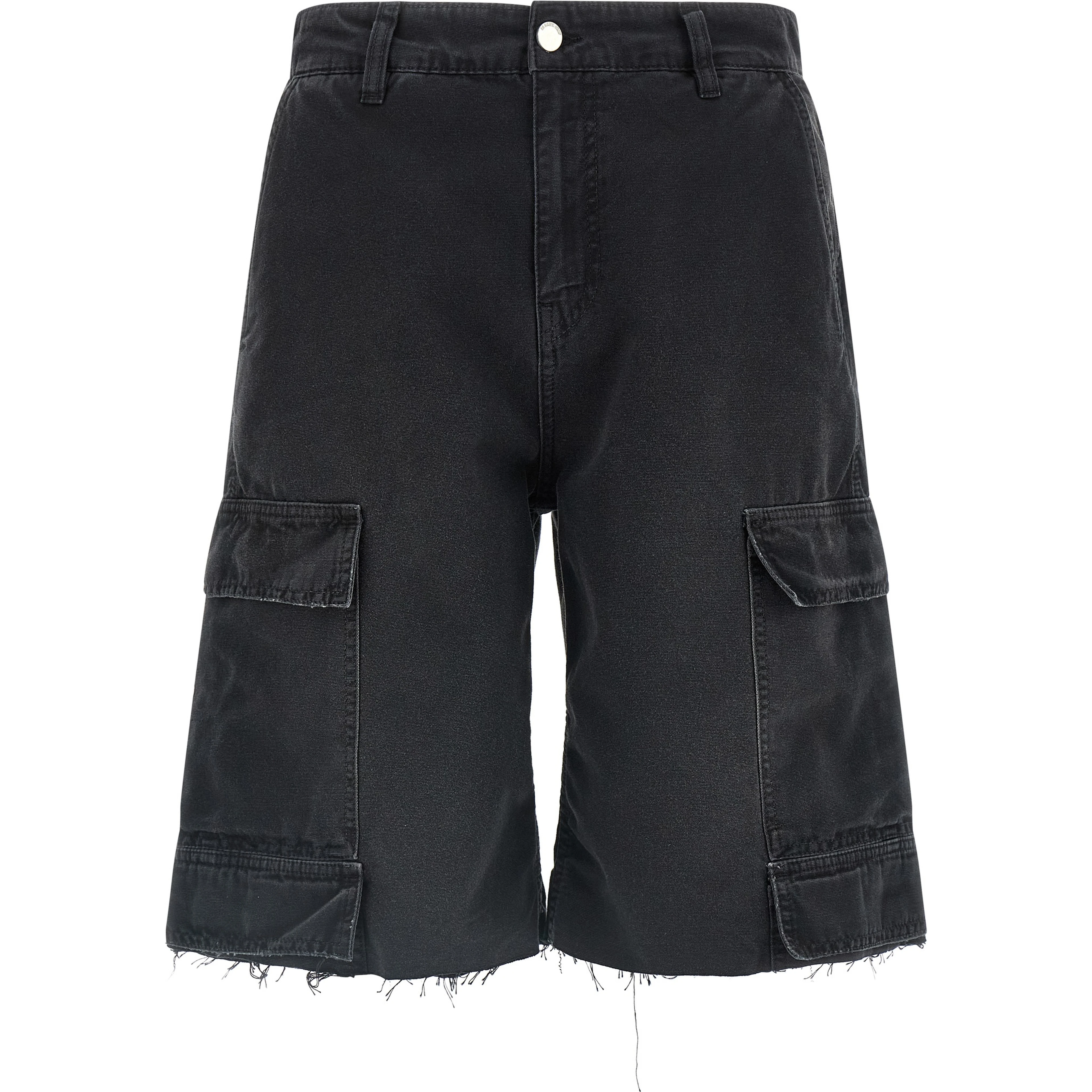 Black Cotton Bermuda Shorts