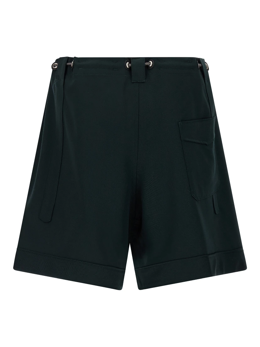 Bicolor Virgin Wool Bermuda Shorts
