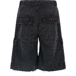 Black Cotton Bermuda Shorts