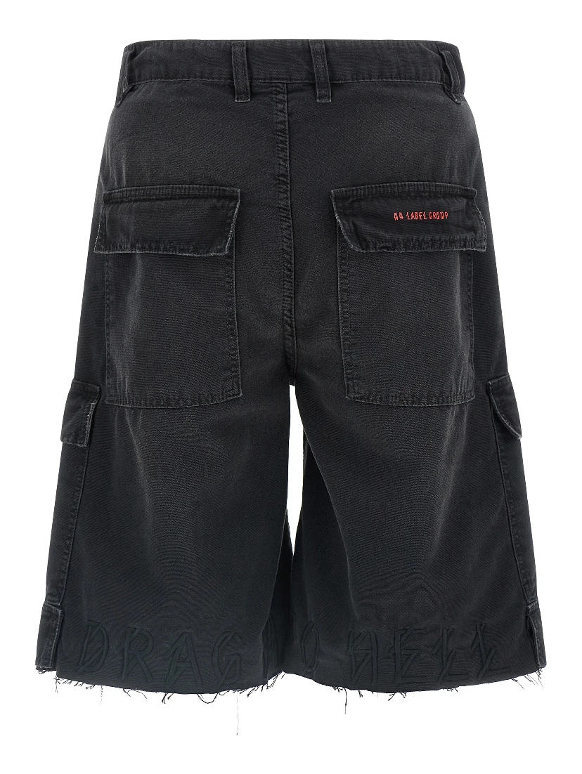 Black Cotton Bermuda Shorts