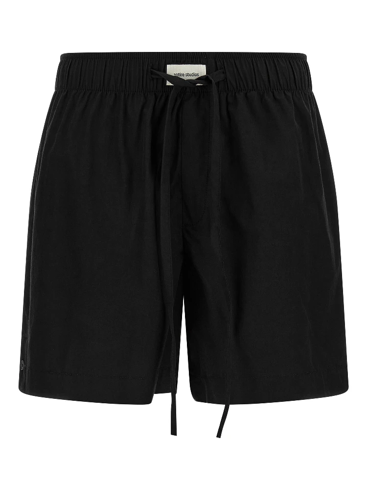 Black Cotton Bermuda Shorts
