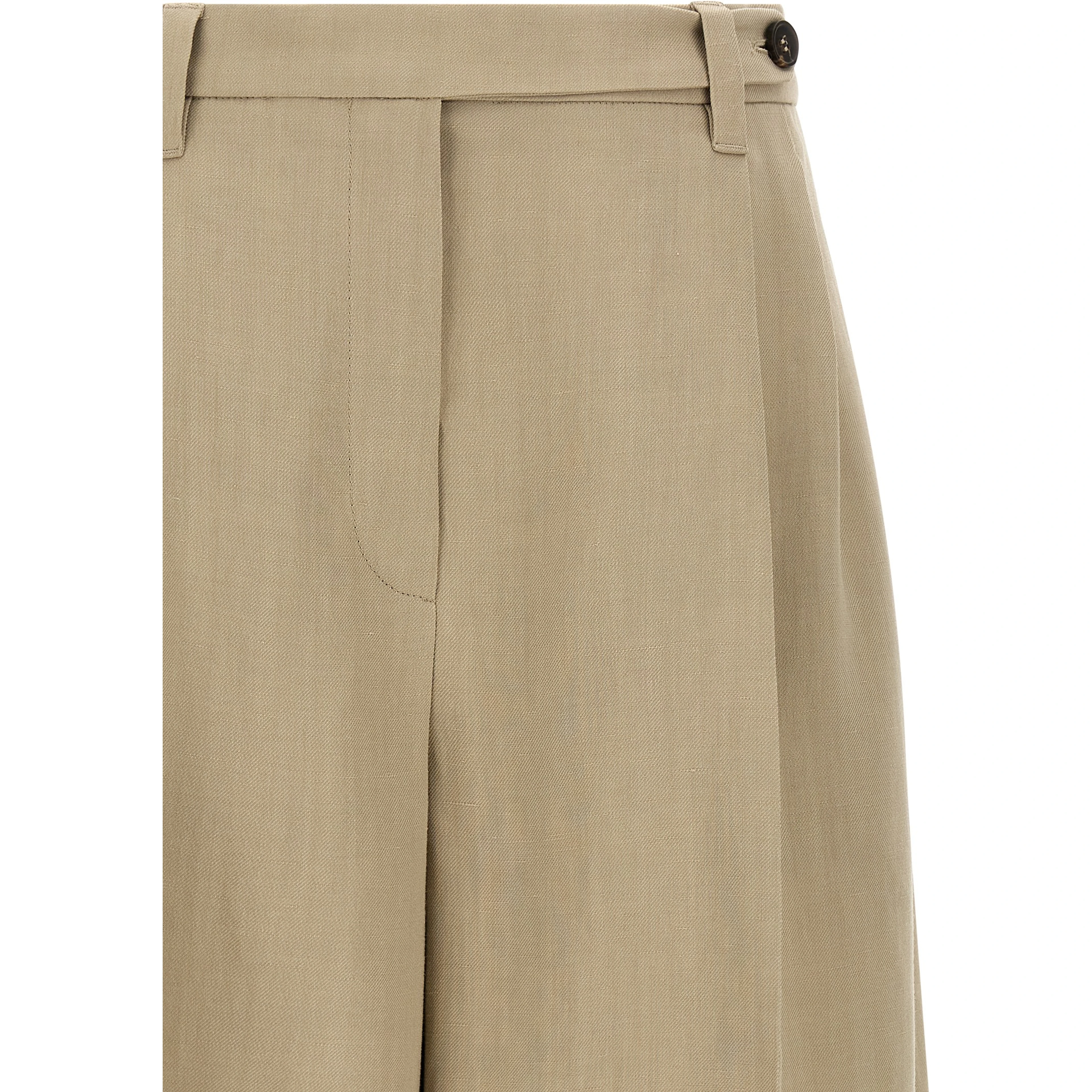 Beige Viscose Bermuda Shorts