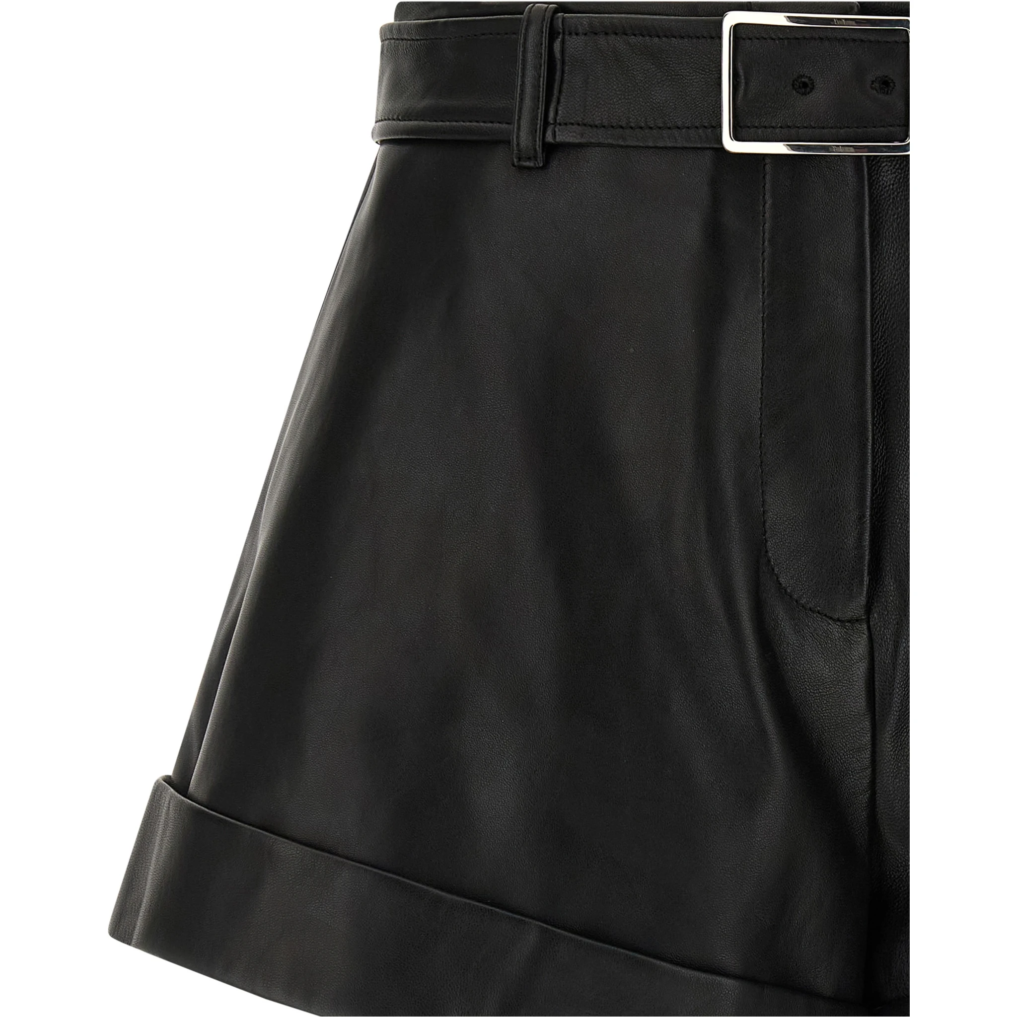 Black Lamb Leather Bermuda Shorts