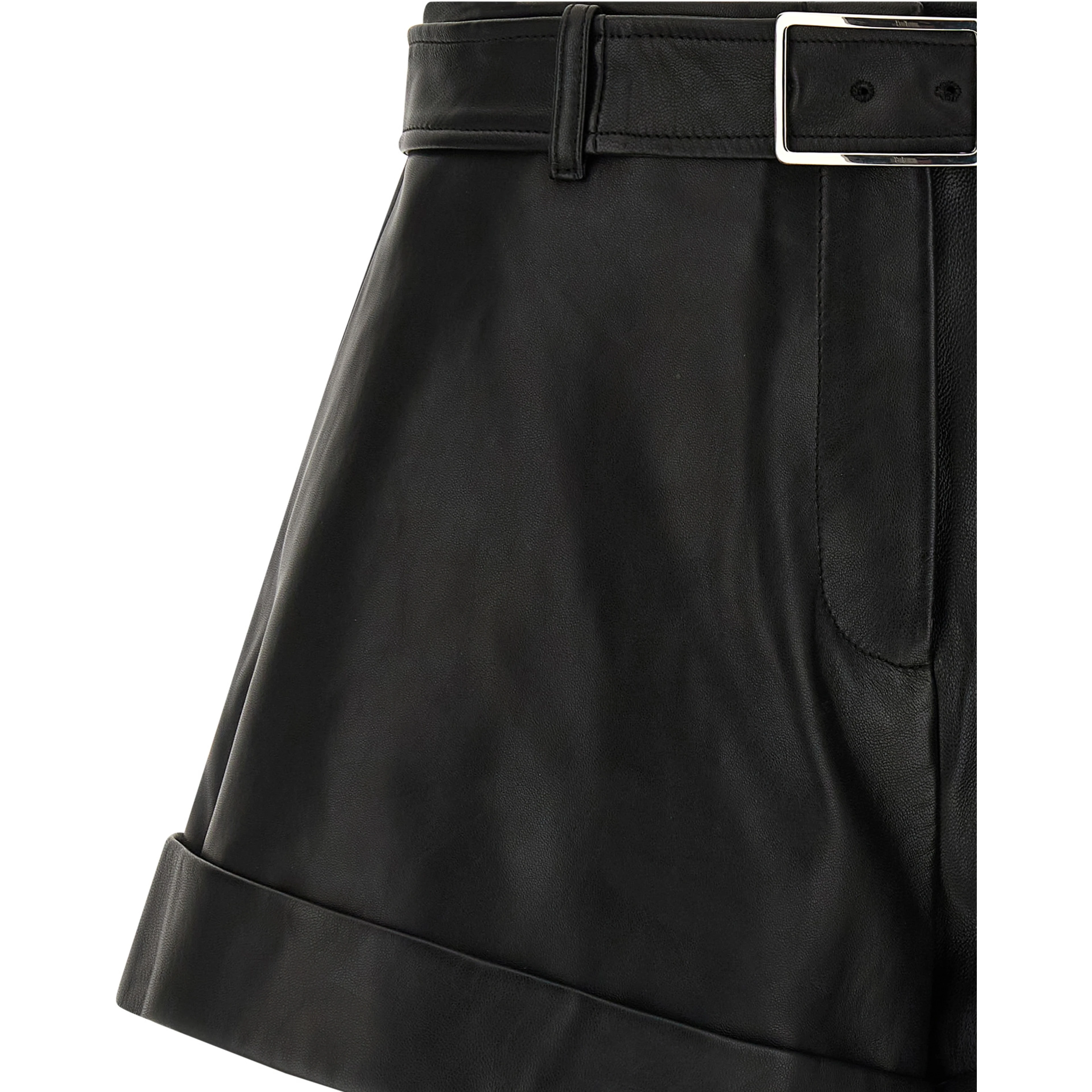 Black Lamb Leather Bermuda Shorts