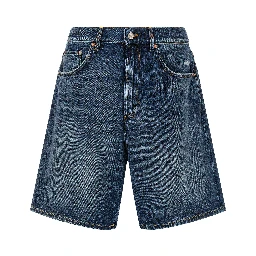 Blue Cotton Bermuda Shorts