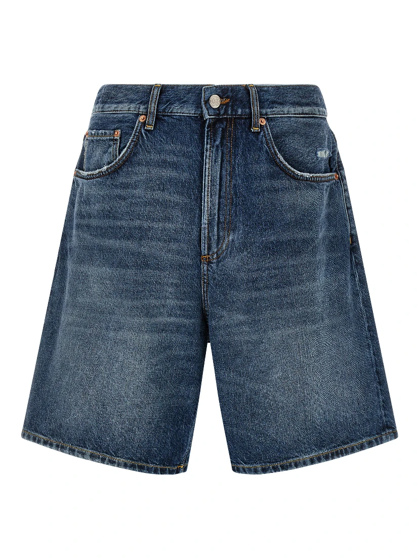 Blue Cotton Bermuda Shorts