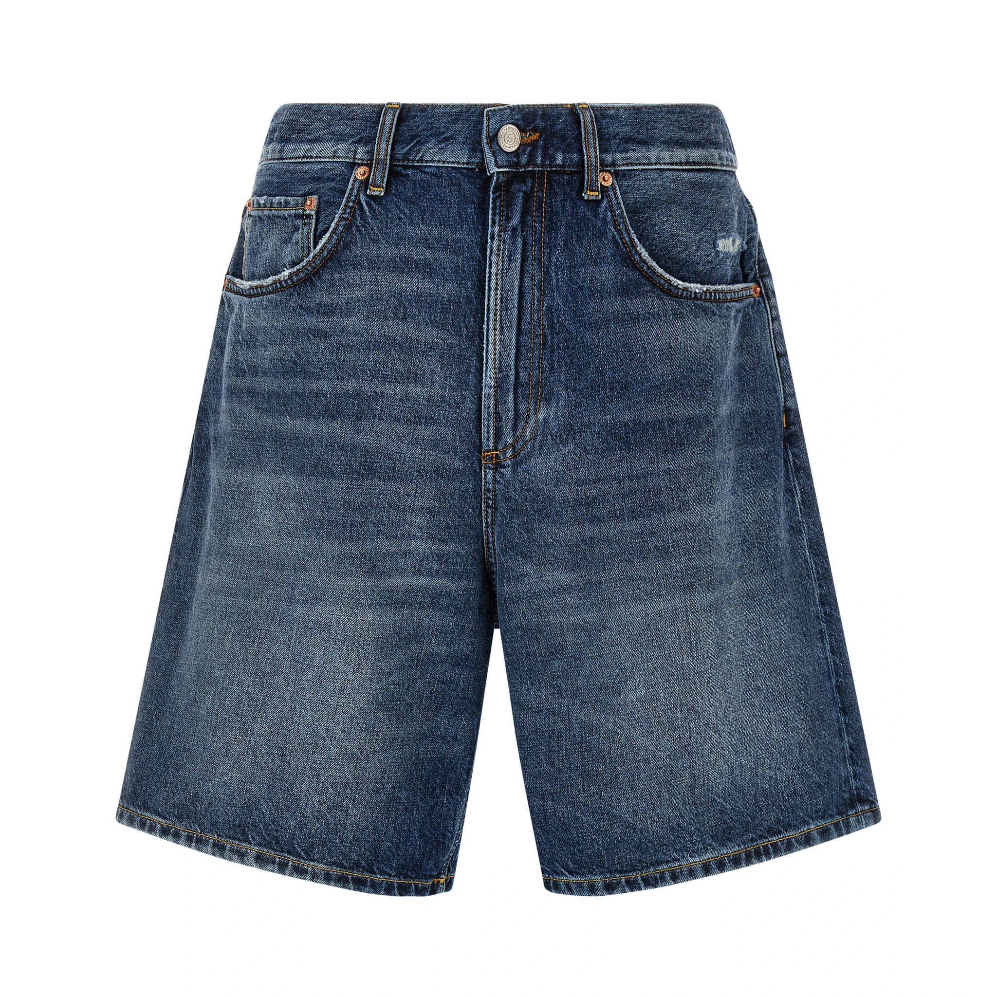 Blue Cotton Bermuda Shorts