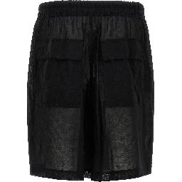 Black Cotton Bermuda Shorts