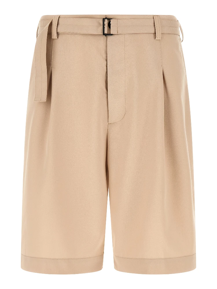 Beige Polyester Bermuda Shorts
