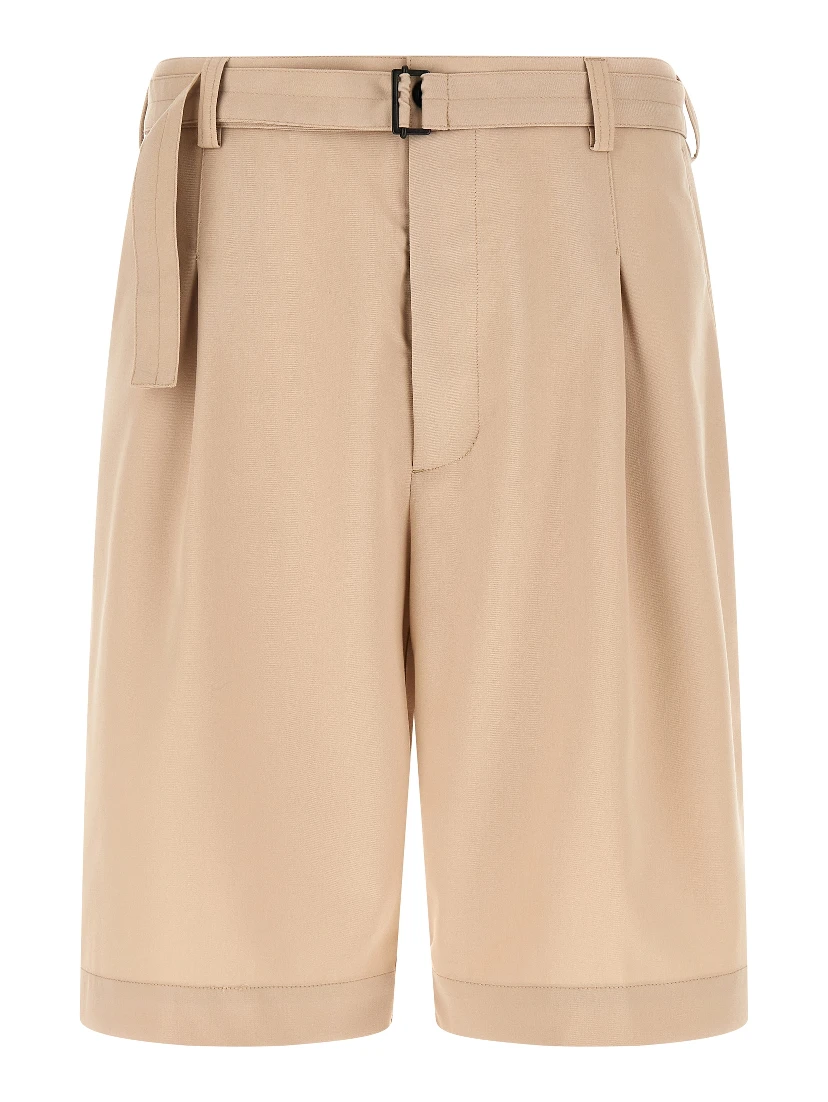 Beige Polyester Bermuda Shorts