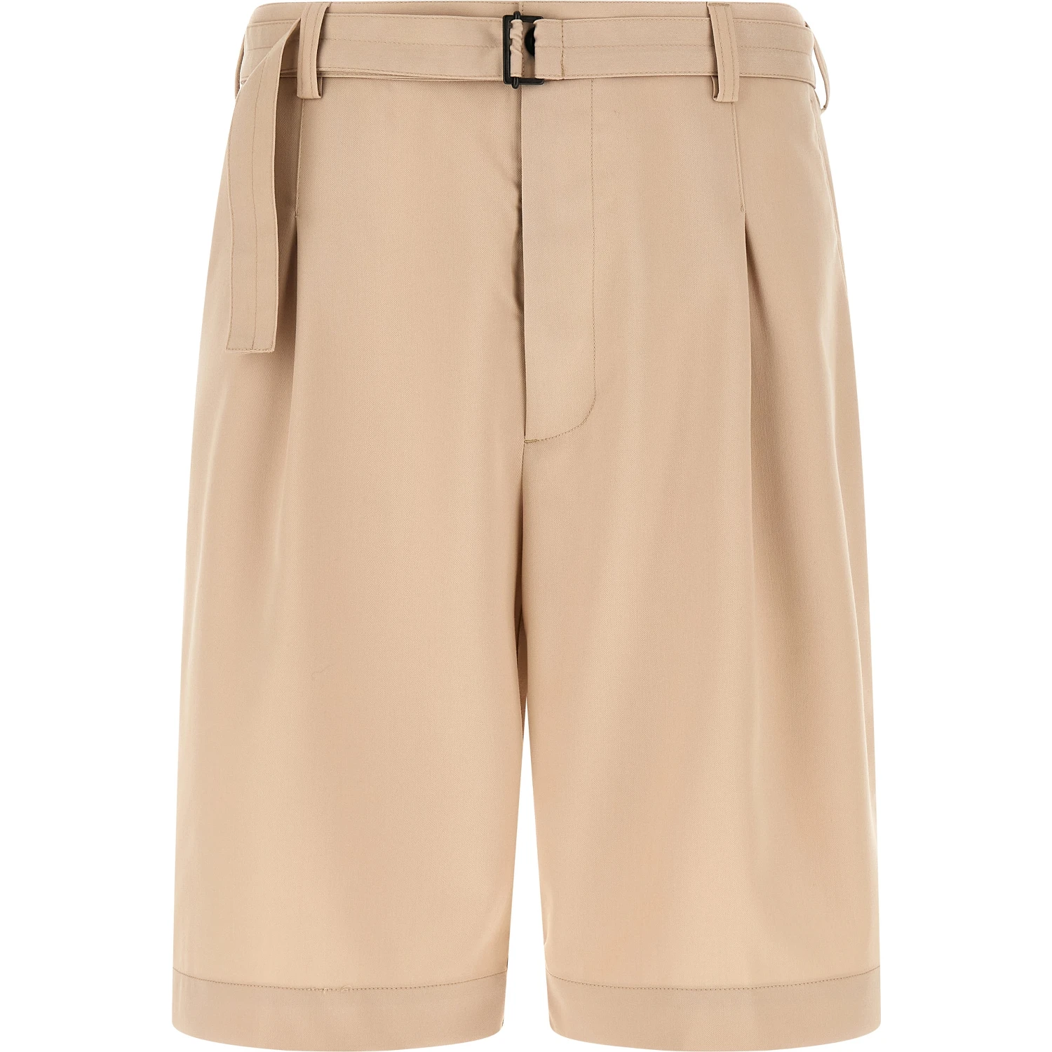 Beige Polyester Bermuda Shorts