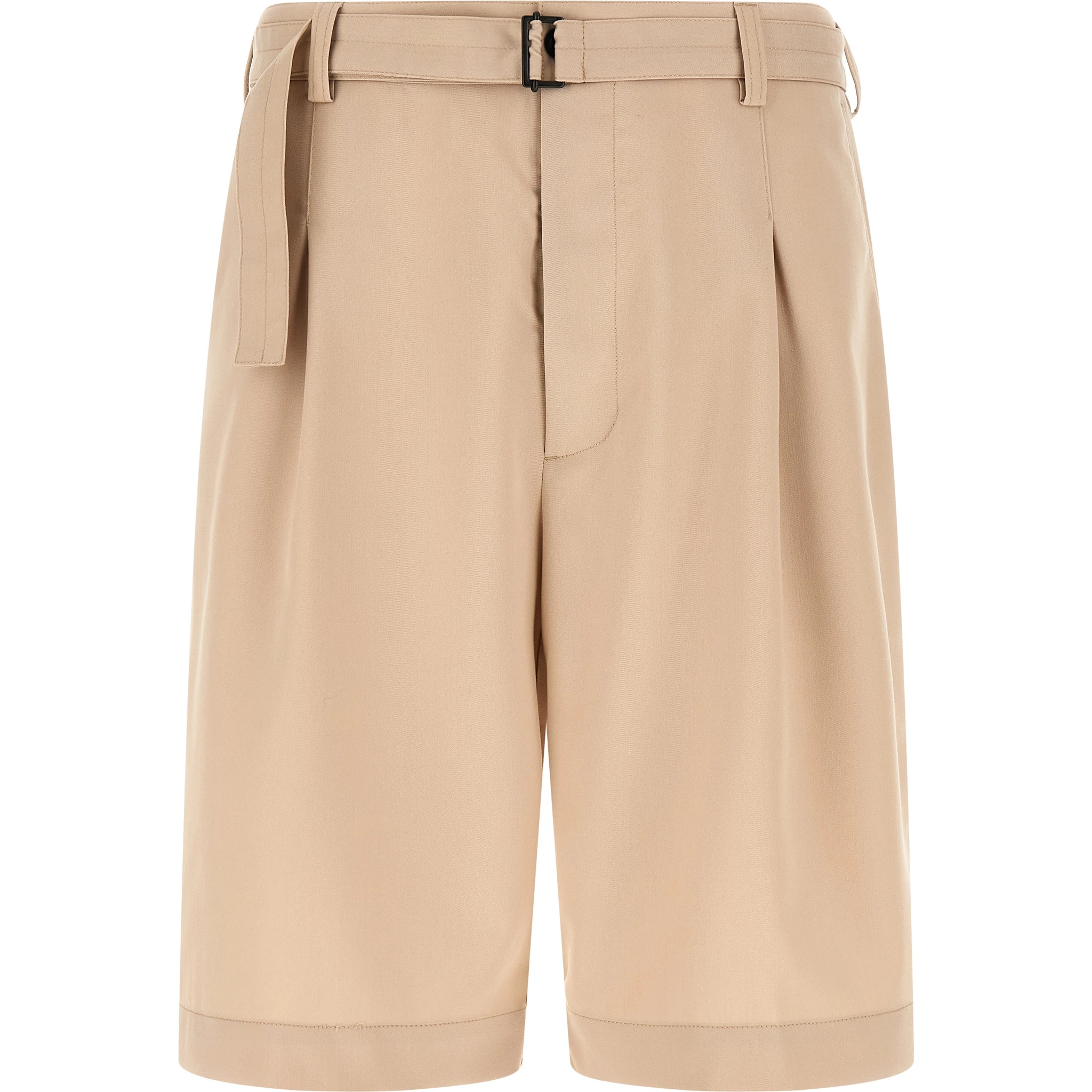 Beige Polyester Bermuda Shorts