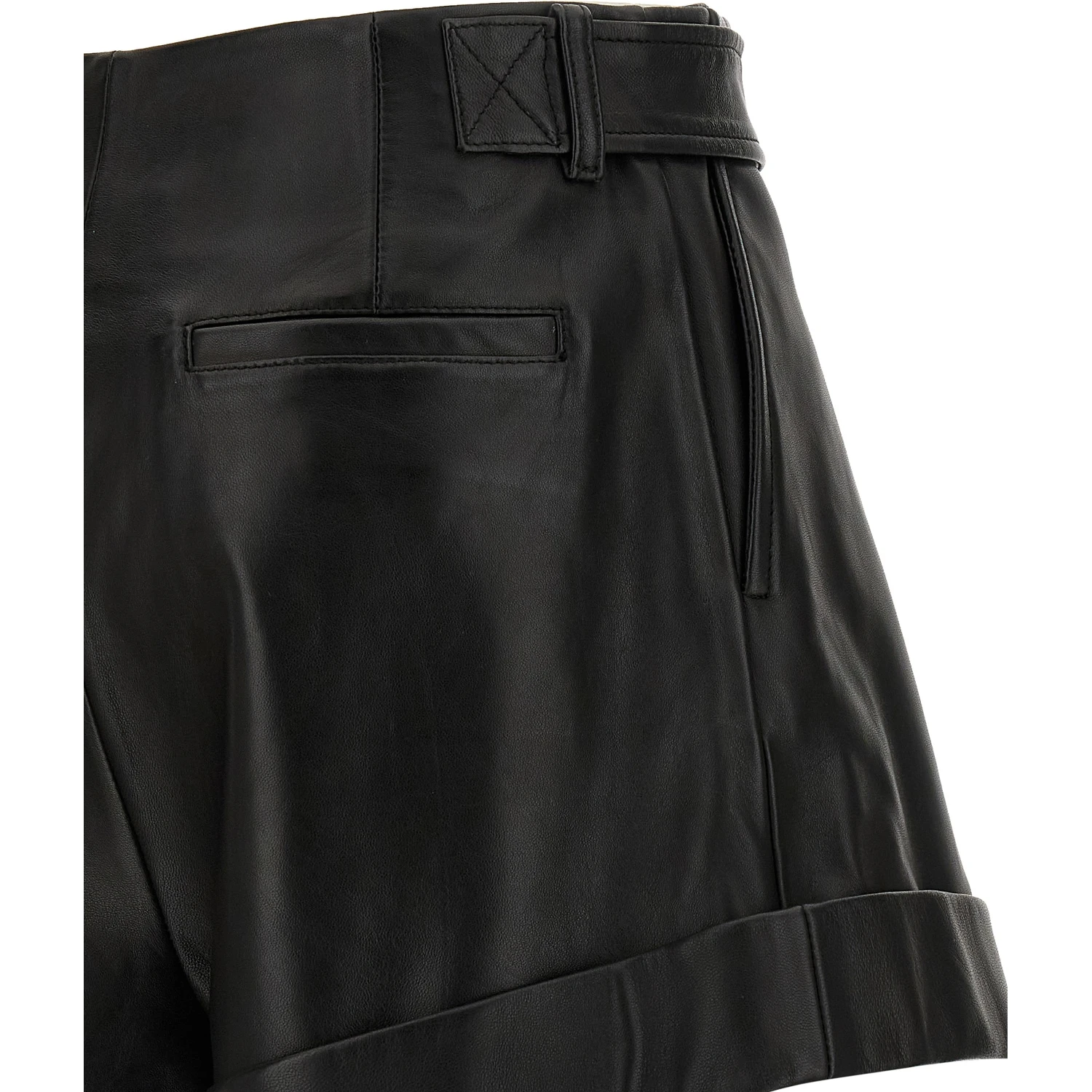 Black Lamb Leather Bermuda Shorts