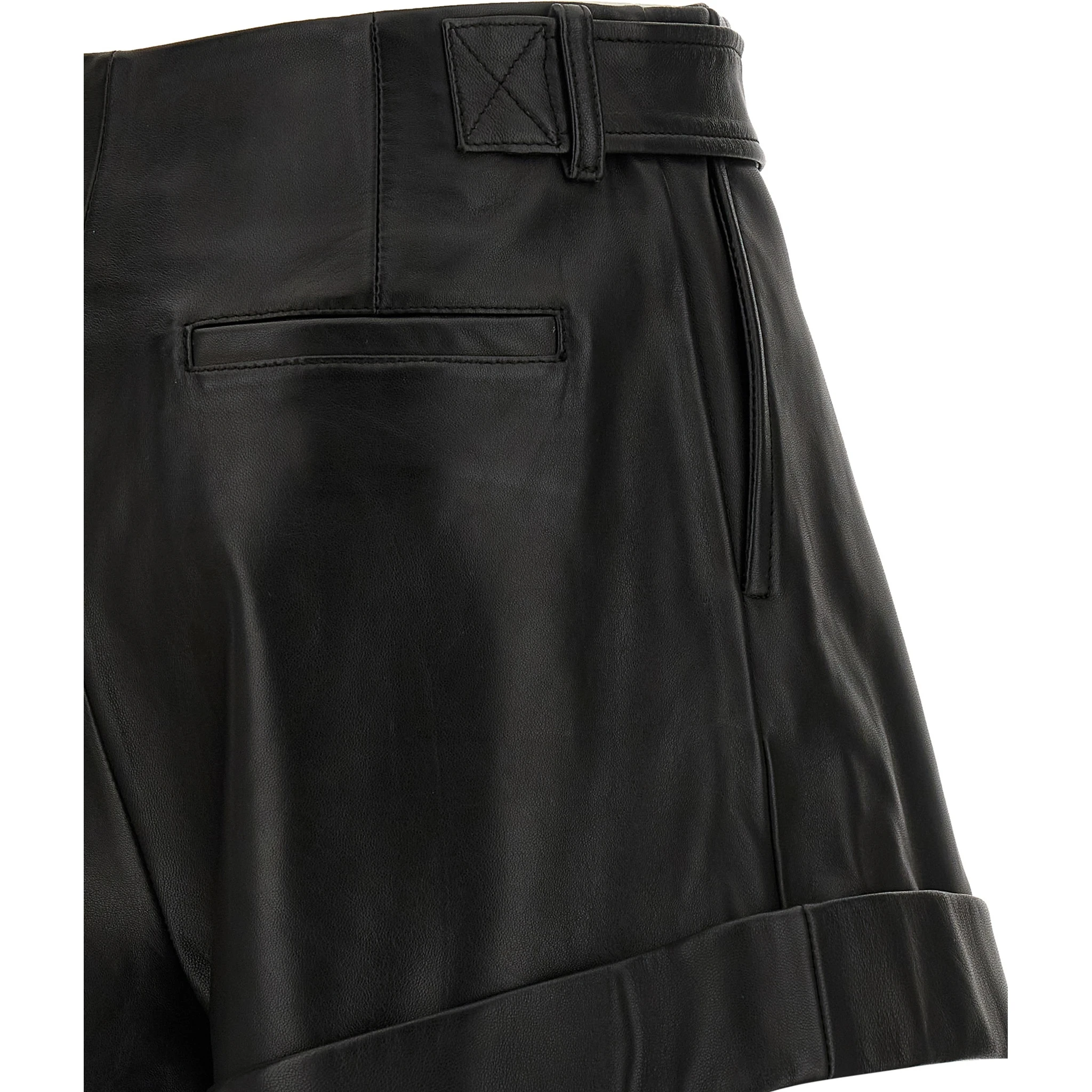 Black Lamb Leather Bermuda Shorts