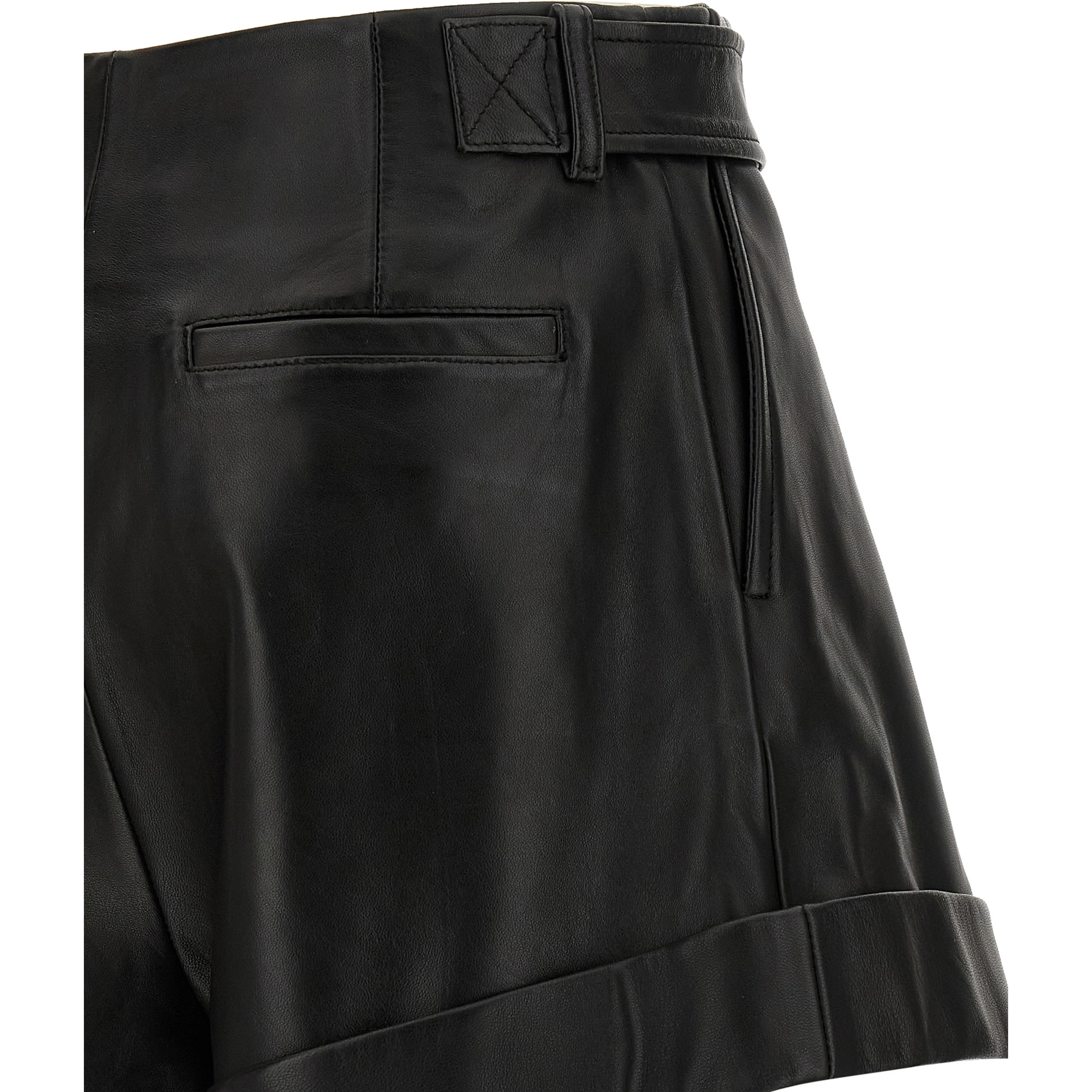 Black Lamb Leather Bermuda Shorts
