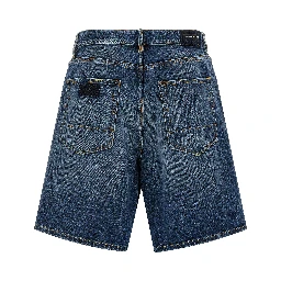 Blue Cotton Bermuda Shorts