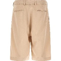 Beige Polyester Bermuda Shorts