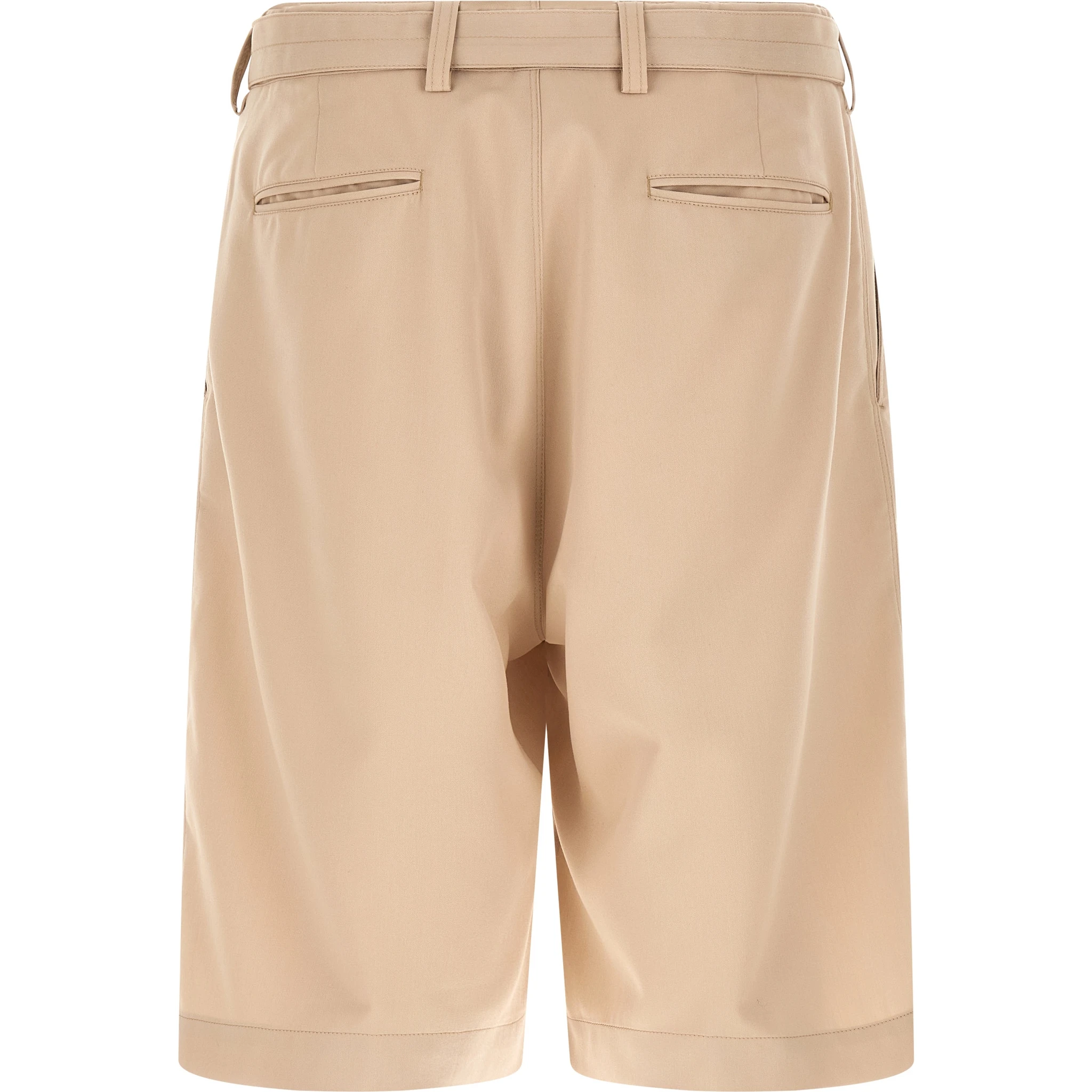 Beige Polyester Bermuda Shorts