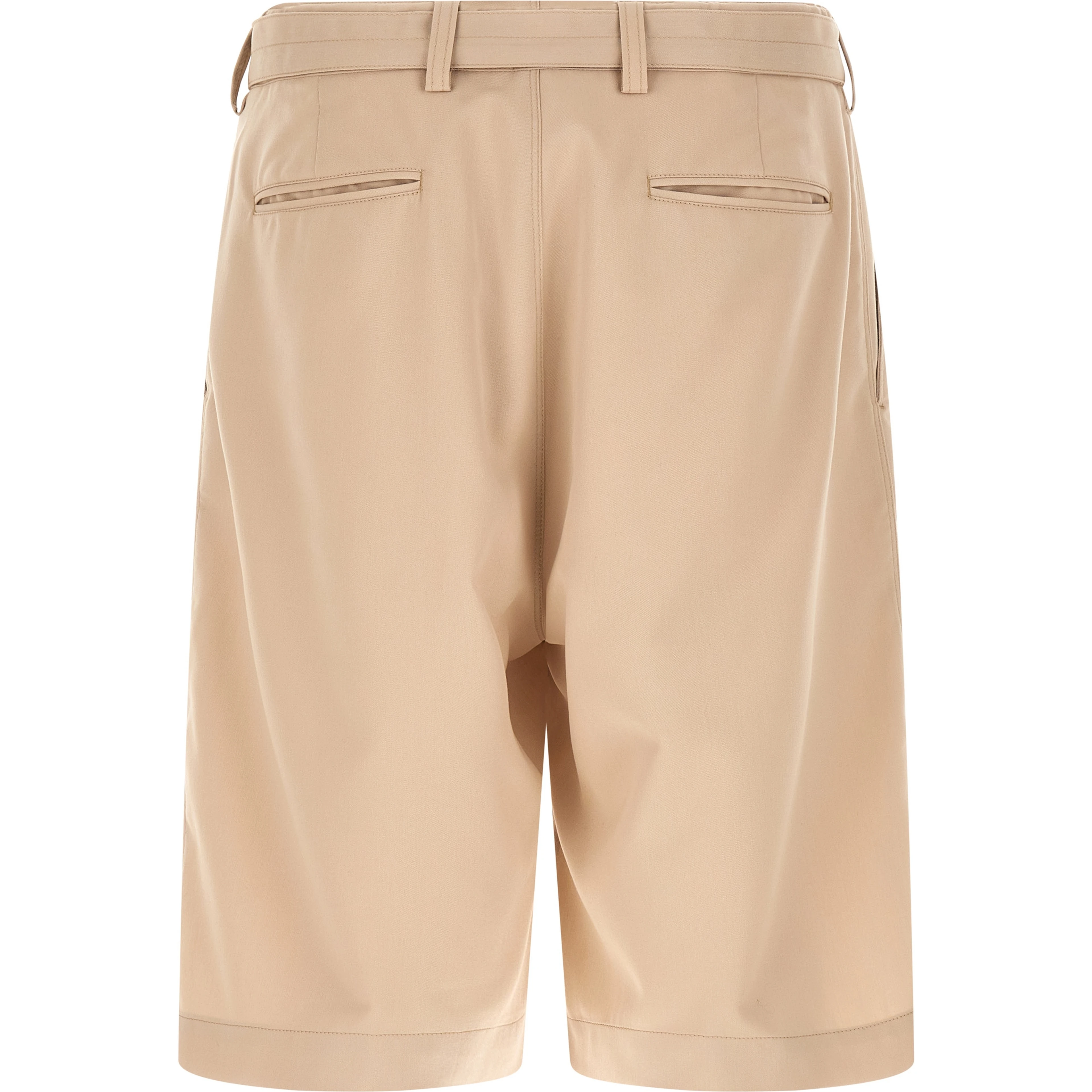 Beige Polyester Bermuda Shorts