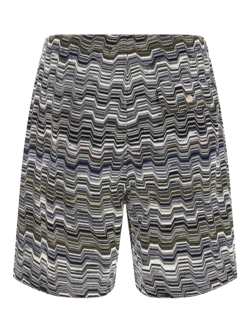 Bicolor Cotton Bermuda Shorts