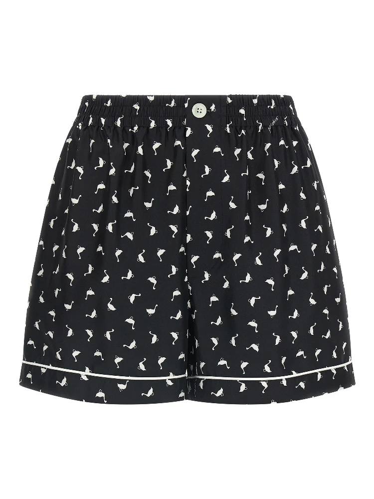 Bicolor Silk Bermuda Shorts