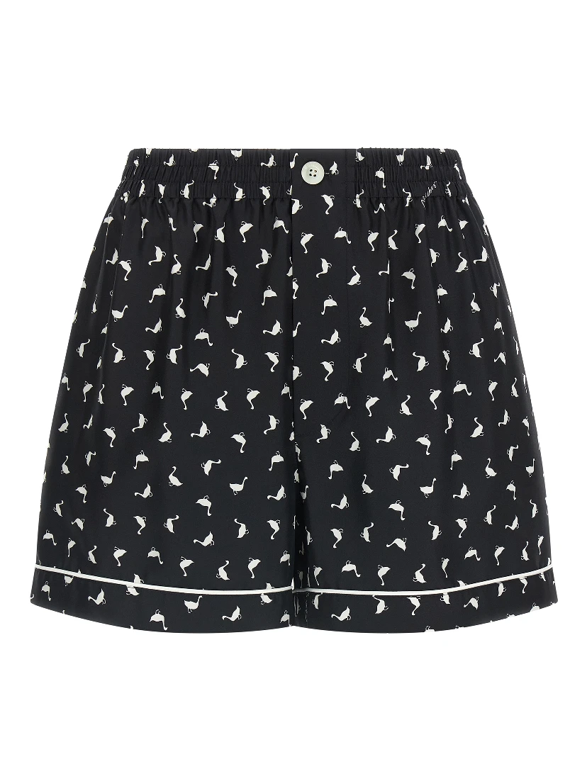 Bicolor Silk Bermuda Shorts
