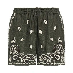 Bicolor Linen Bermuda Shorts