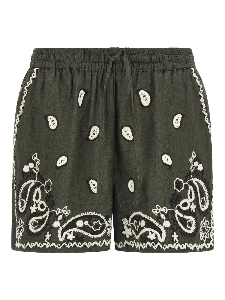 Bicolor Linen Bermuda Shorts