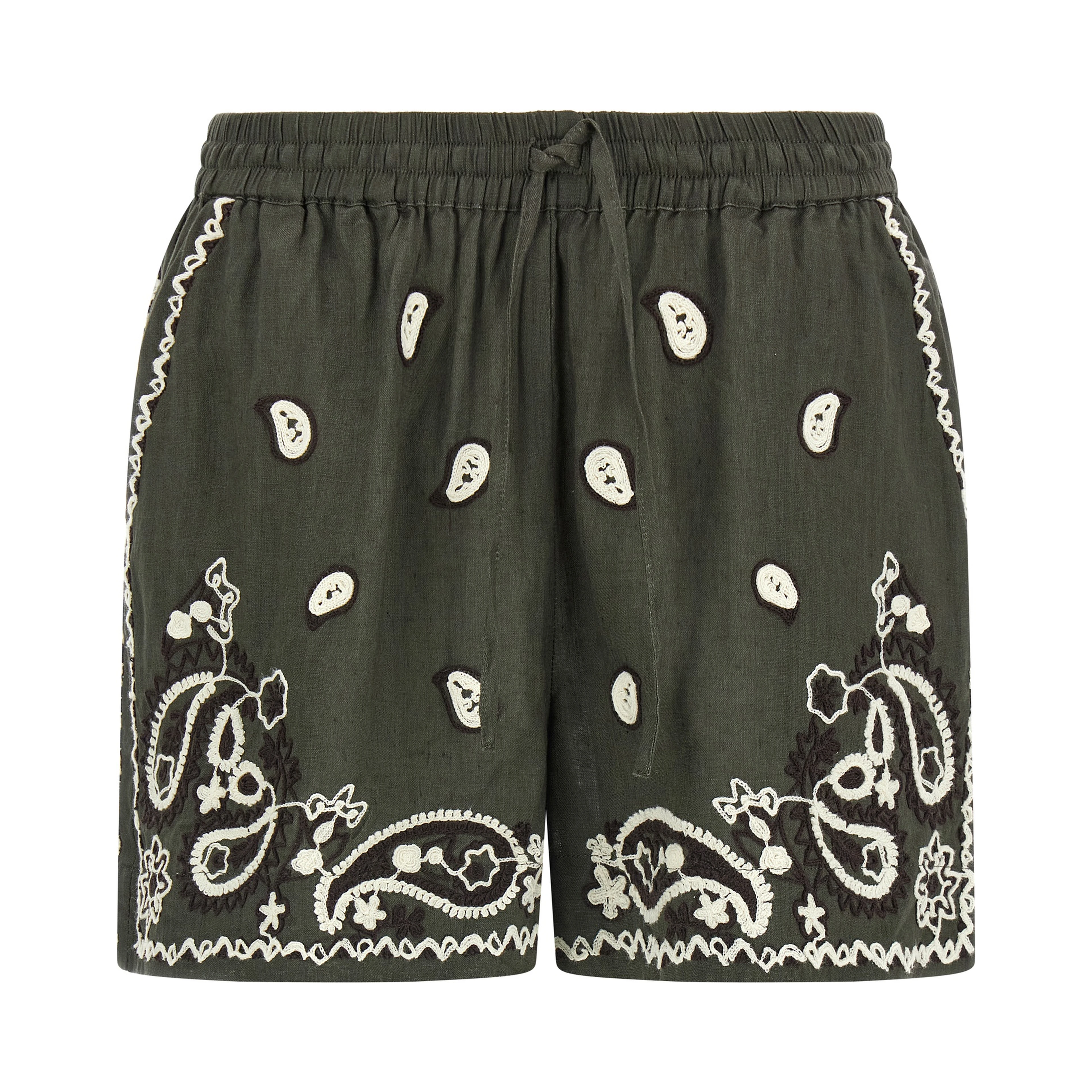 Bicolor Linen Bermuda Shorts