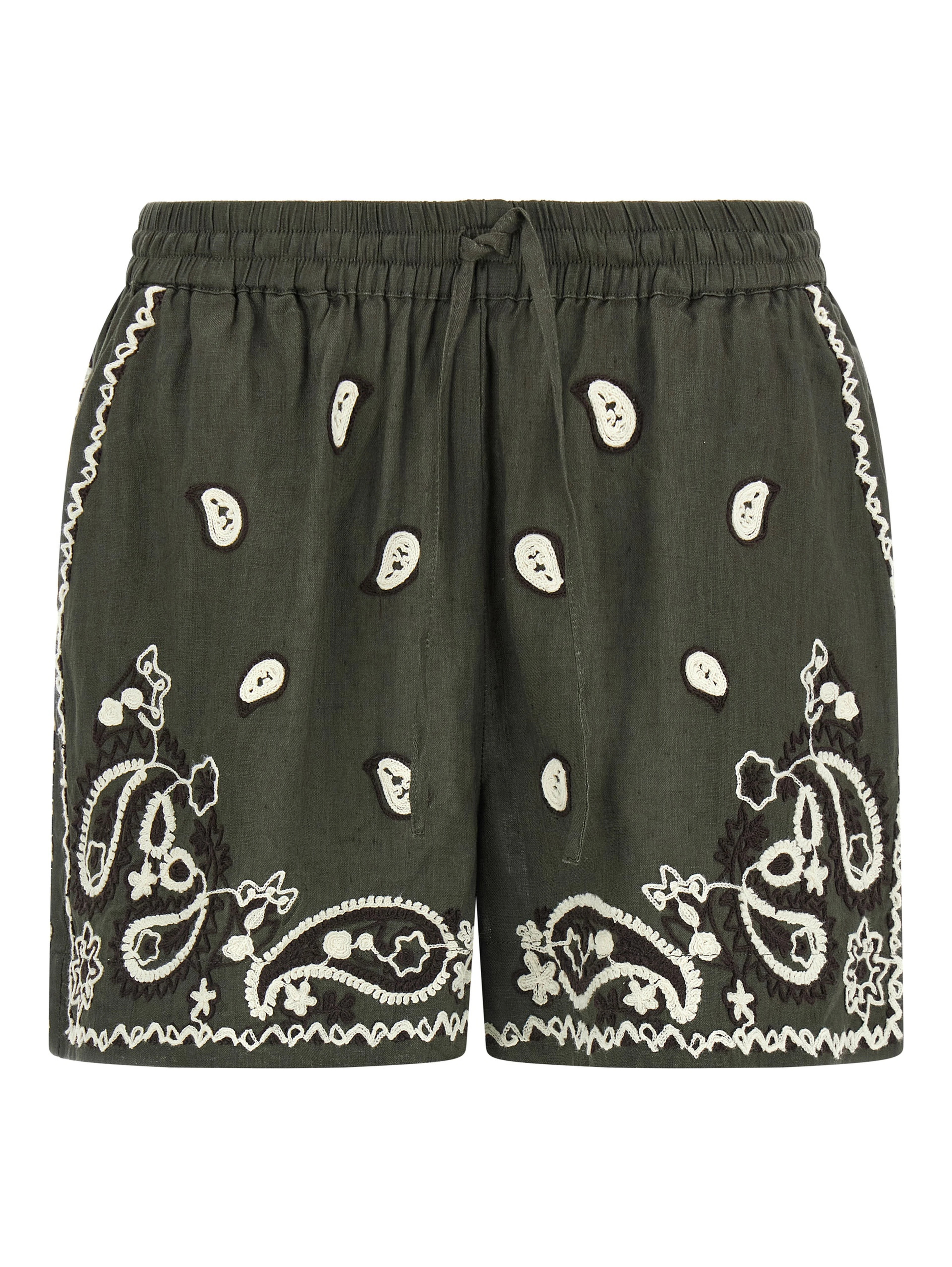 Bicolor Linen Bermuda Shorts