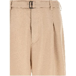Beige Polyester Bermuda Shorts