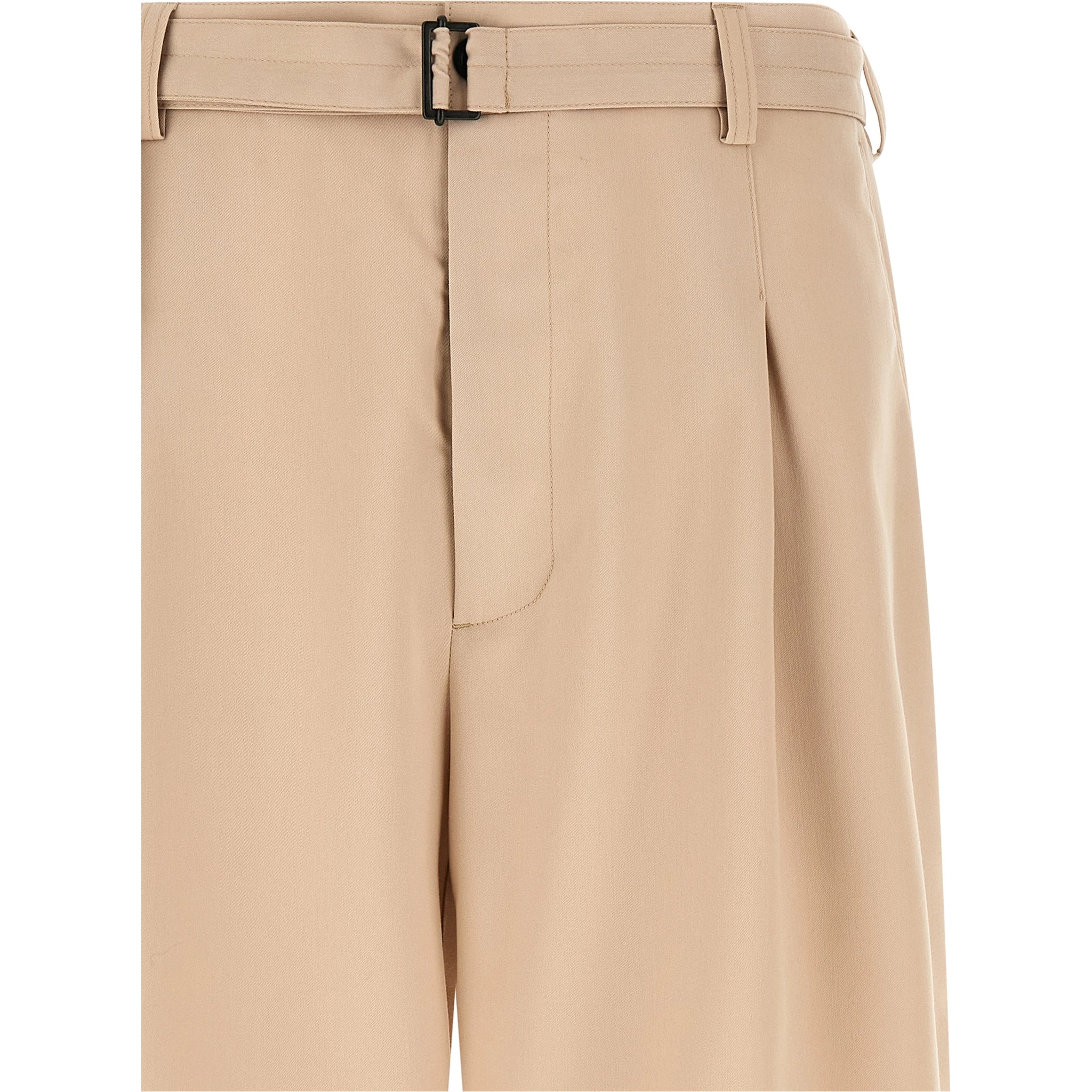 Beige Polyester Bermuda Shorts