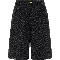 Black Cotton Bermuda Shorts