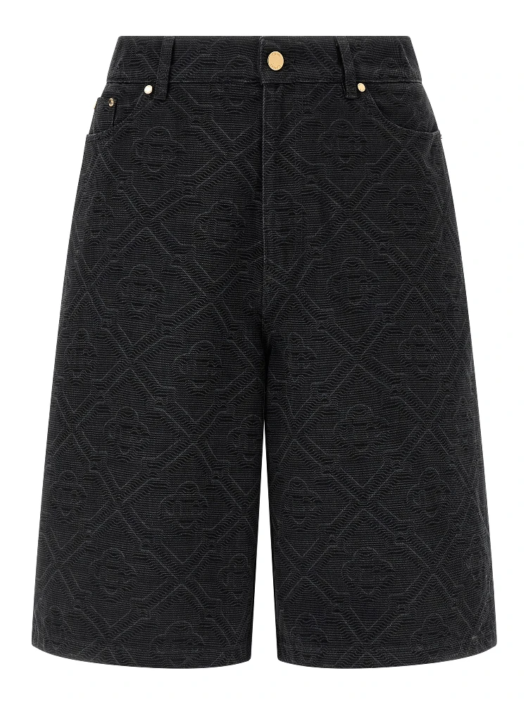 Black Cotton Bermuda Shorts
