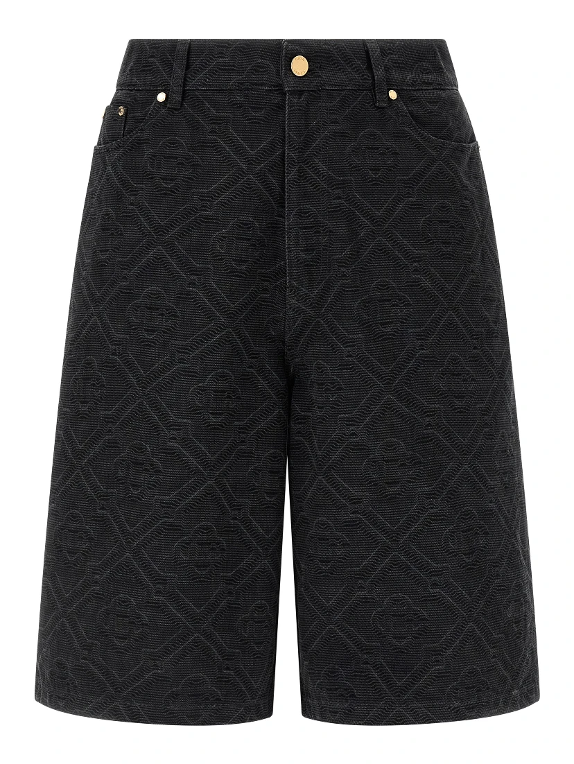 Black Cotton Bermuda Shorts