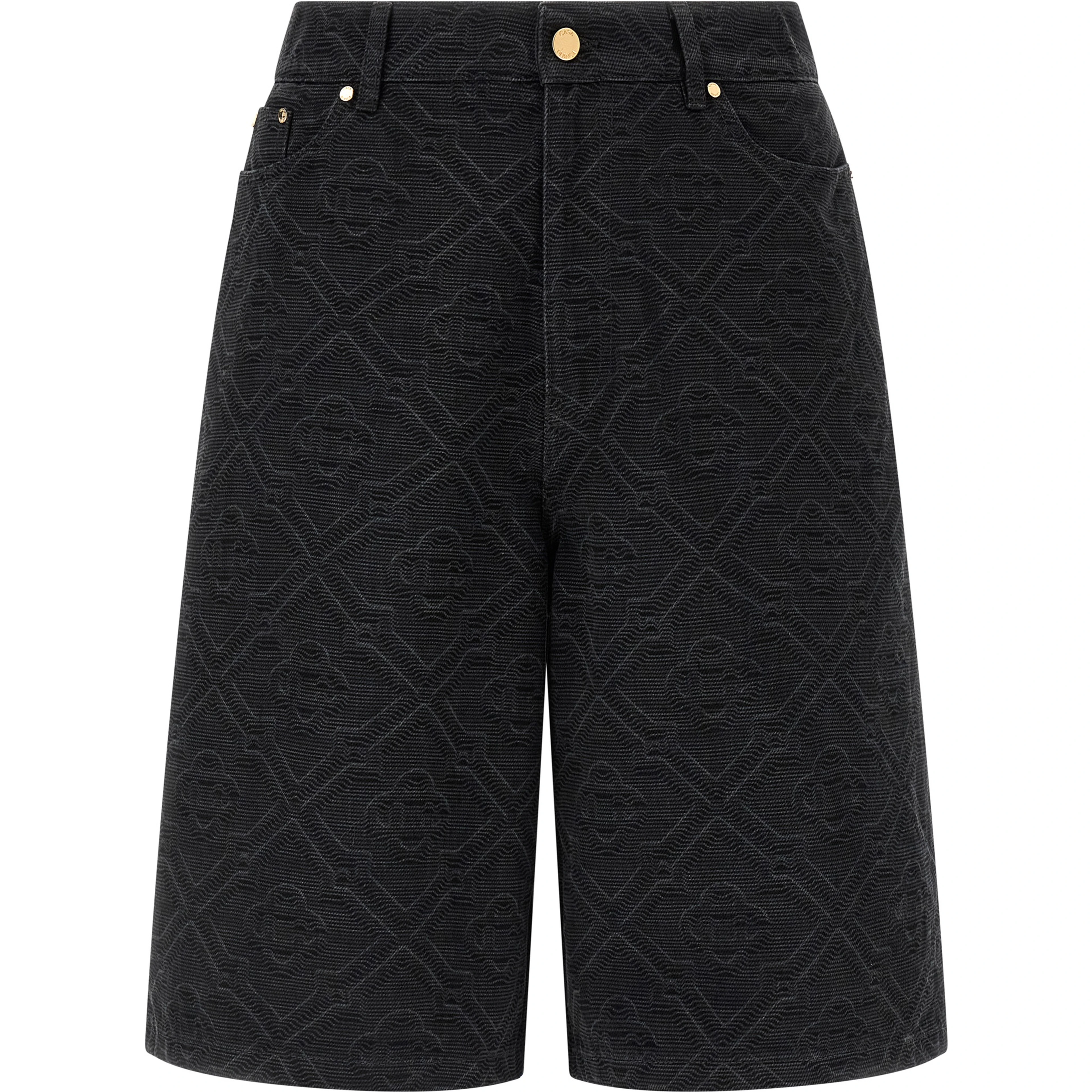 Black Cotton Bermuda Shorts
