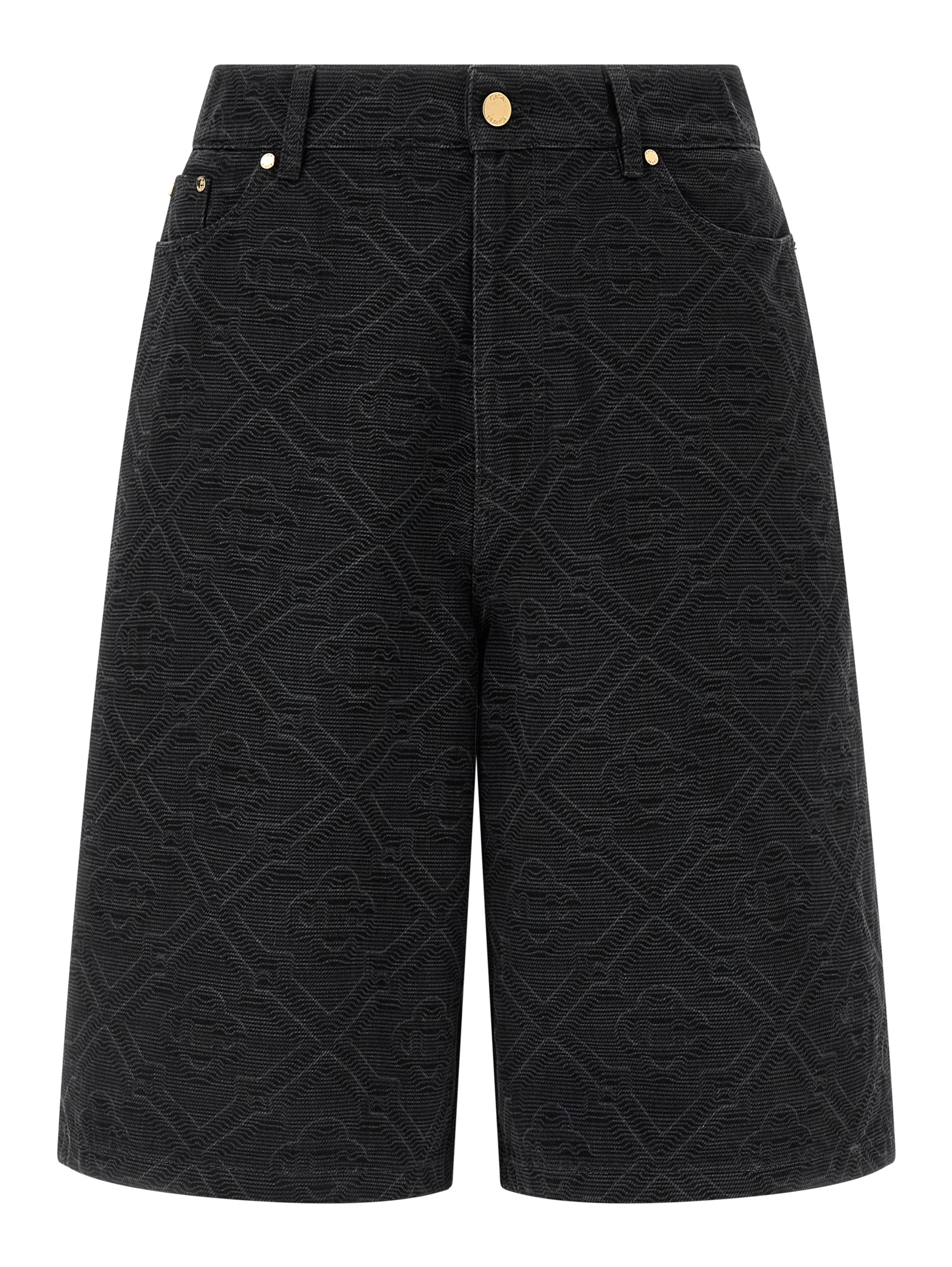 Black Cotton Bermuda Shorts