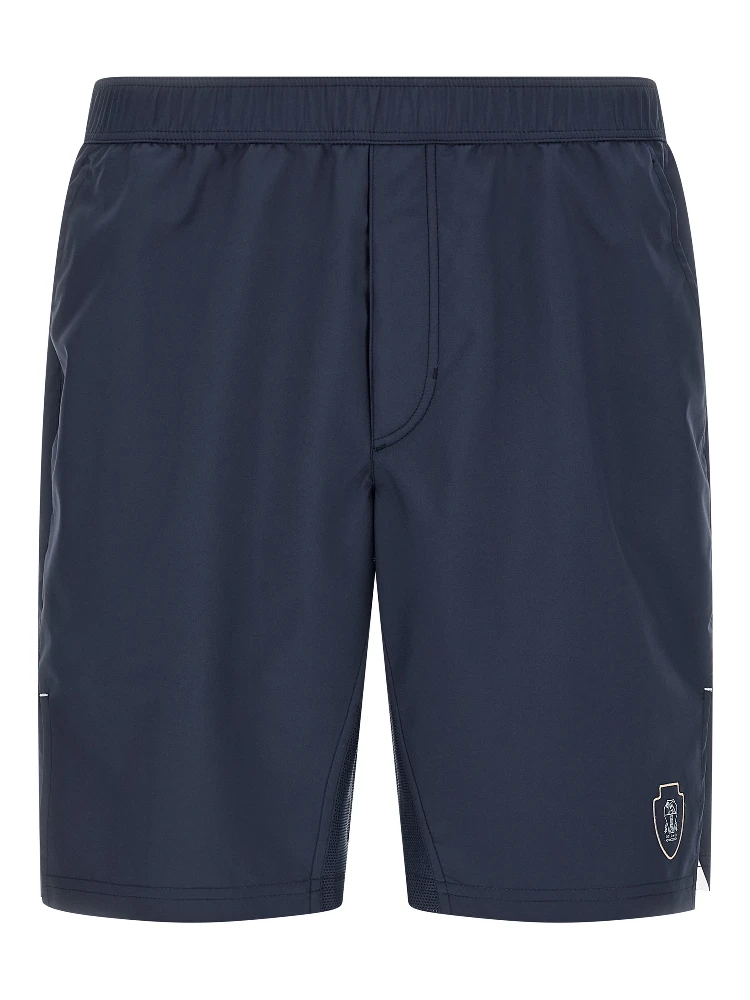Blue Polyester Bermuda Shorts