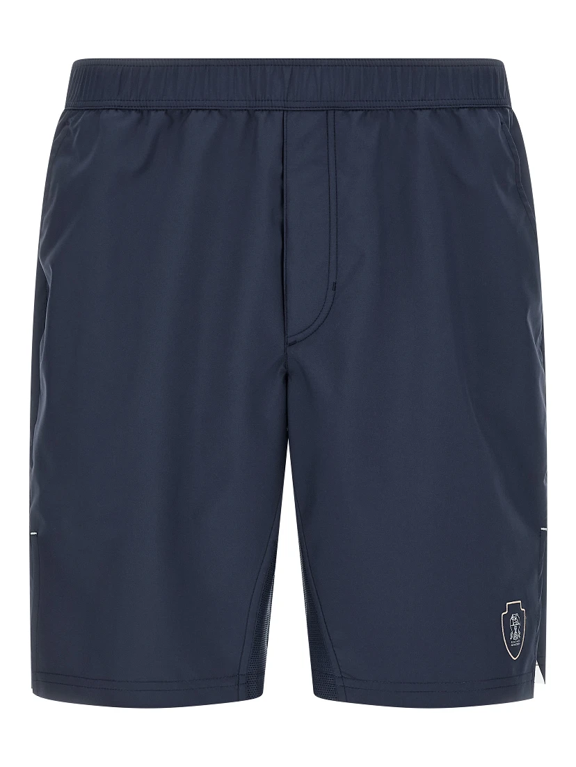 Blue Polyester Bermuda Shorts