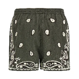 Bicolor Linen Bermuda Shorts