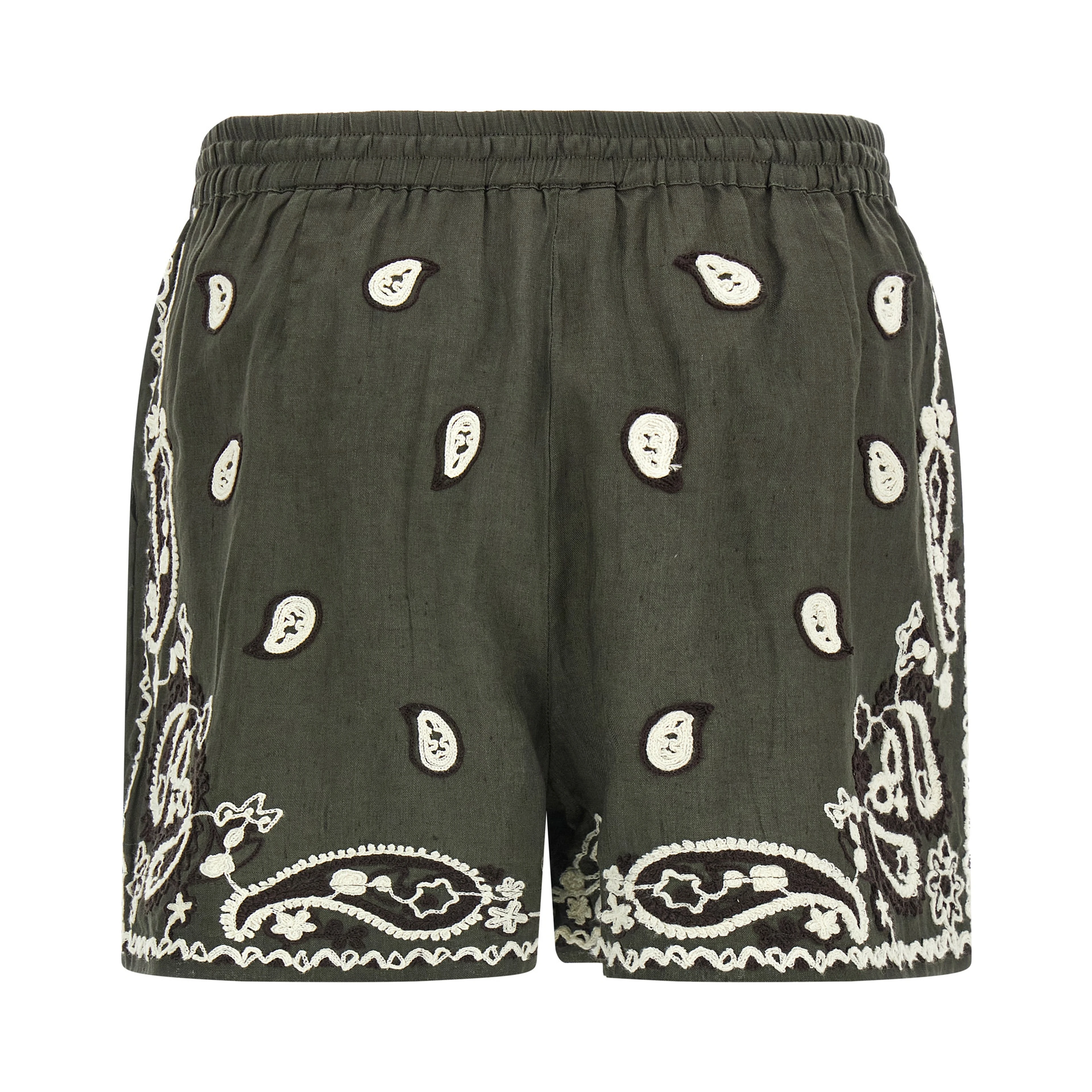 Bicolor Linen Bermuda Shorts