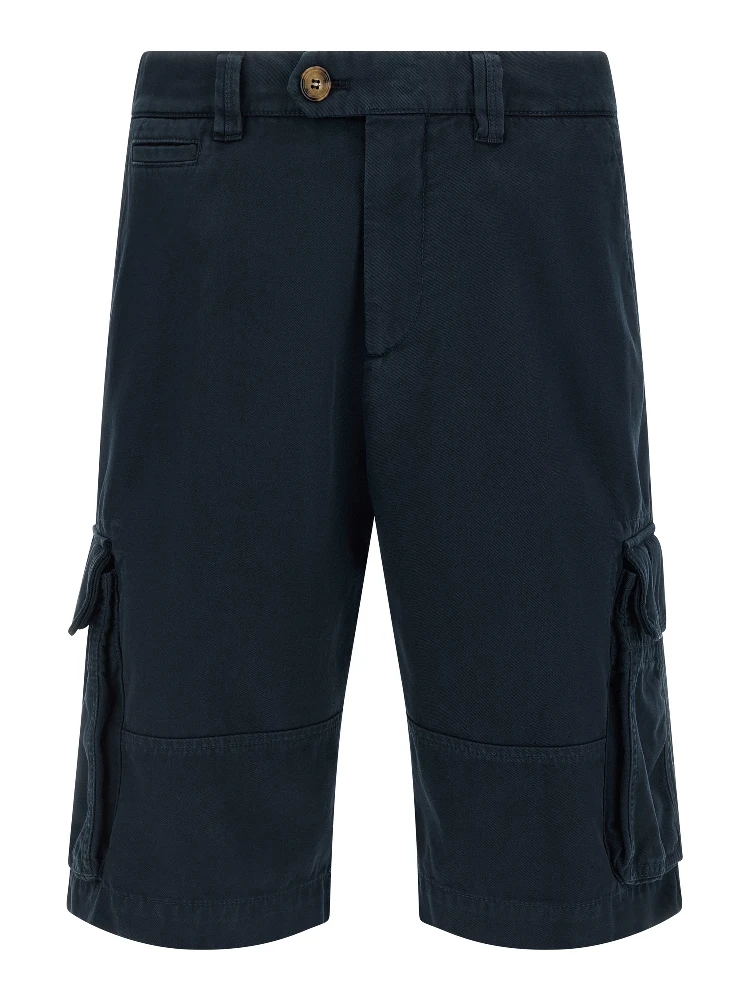 Blue Cotton Bermuda Shorts