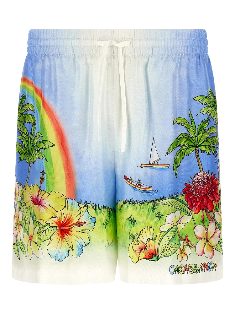 Multicolor Silk Bermuda Shorts