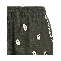 Bicolor Linen Bermuda Shorts
