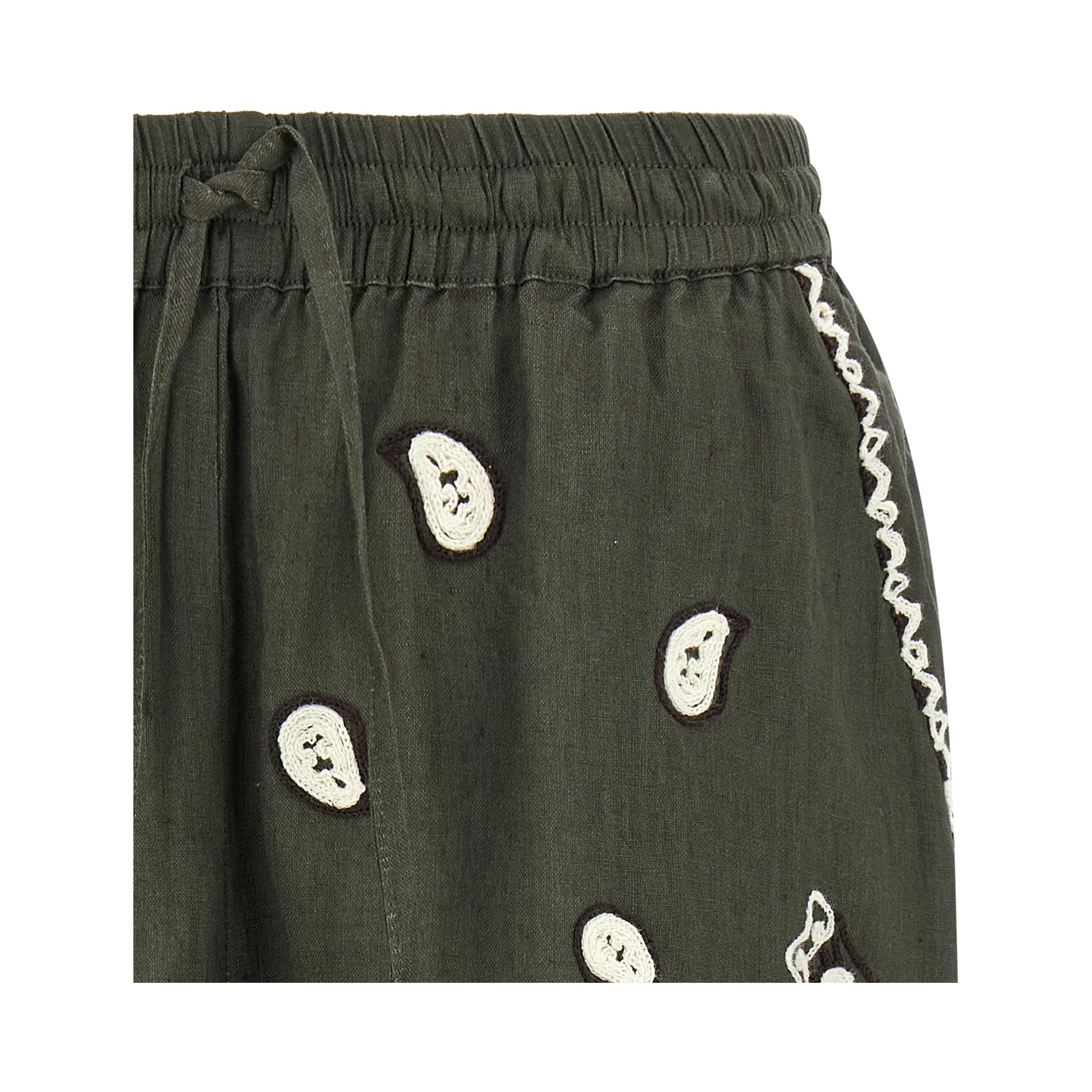 Bicolor Linen Bermuda Shorts