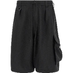 Black Polyester Bermuda Shorts