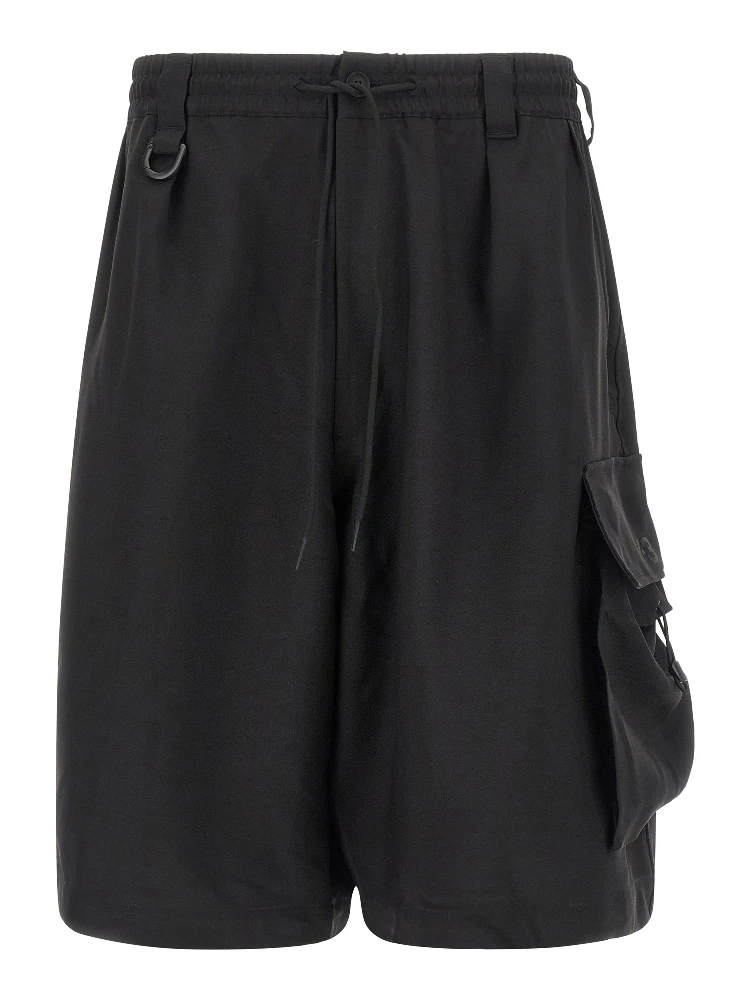 Black Polyester Bermuda Shorts