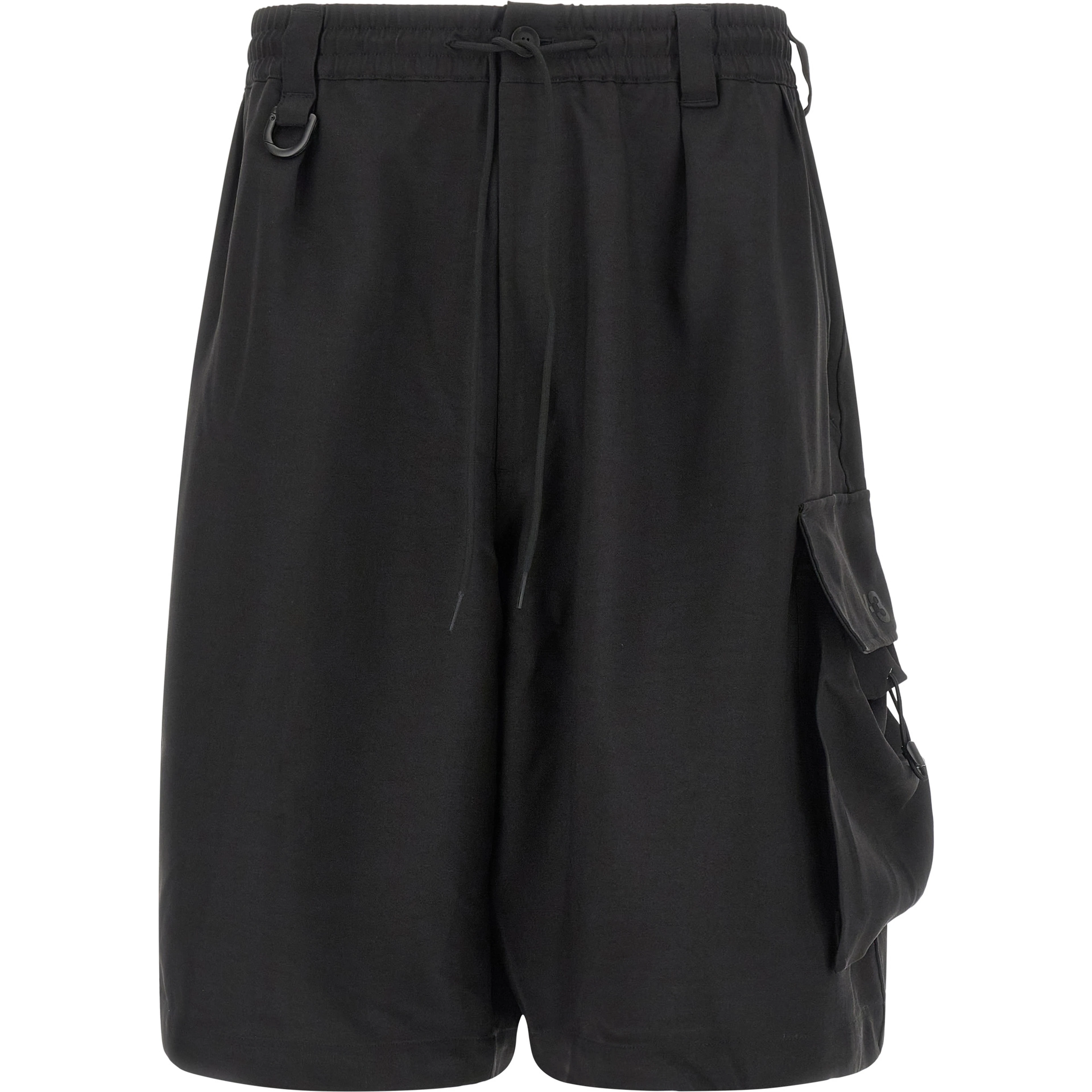 Black Polyester Bermuda Shorts