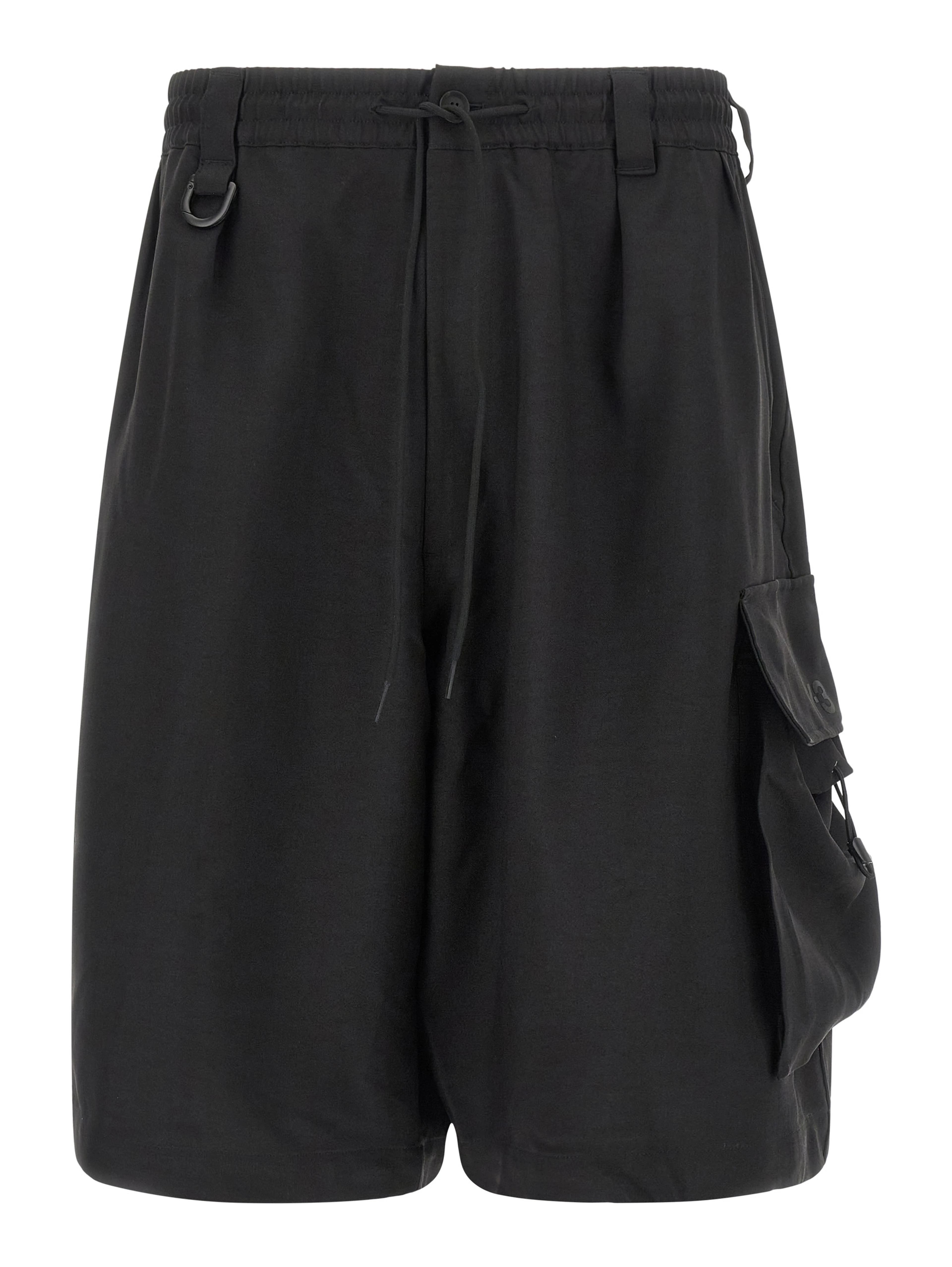 Black Polyester Bermuda Shorts