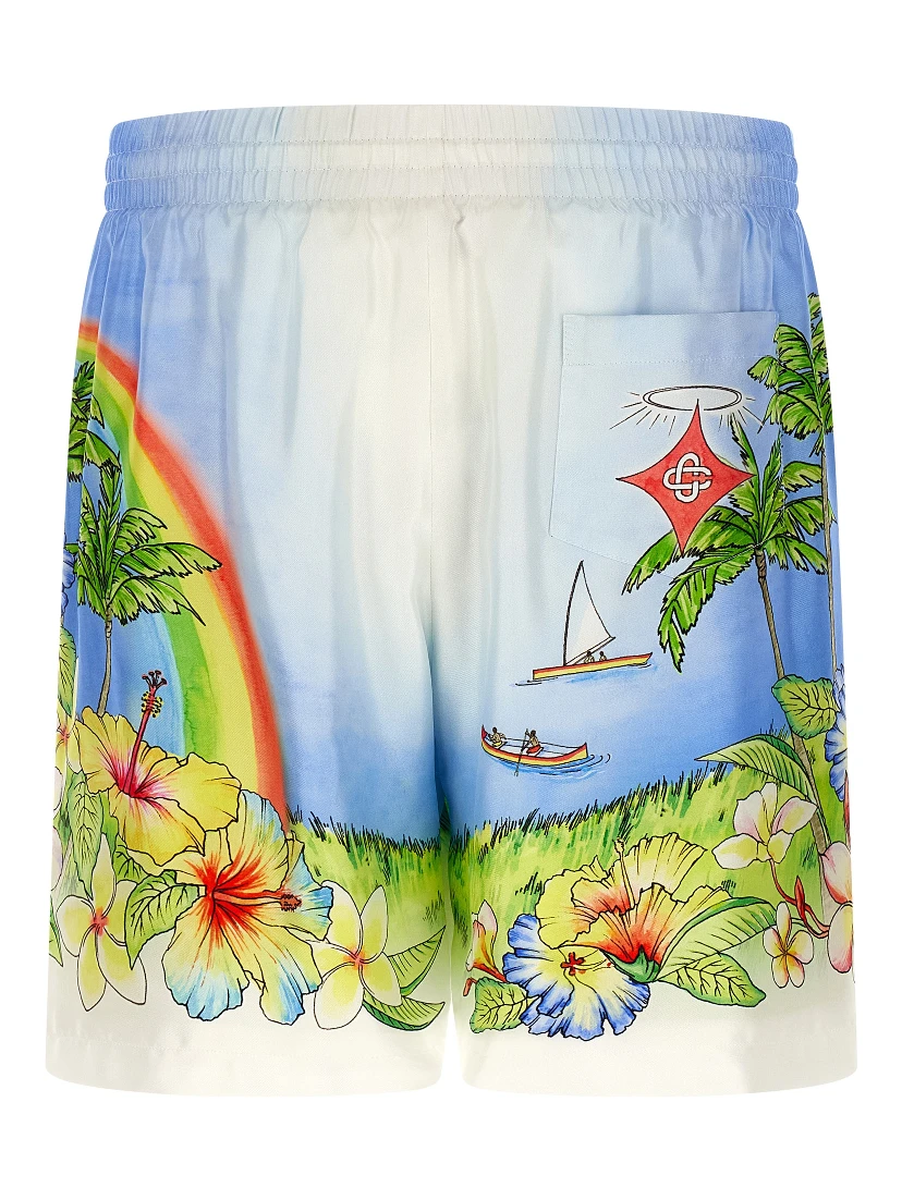 Multicolor Silk Bermuda Shorts